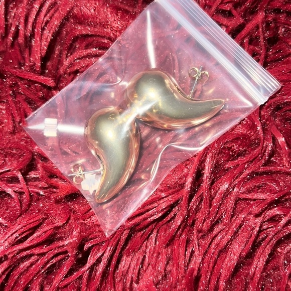 Vintage 18K gold plated chunky Dome drop earrings - Picture 5 of 8